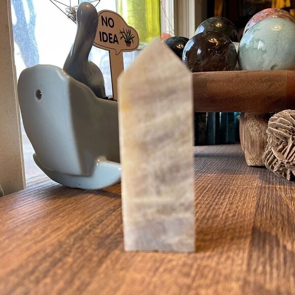 Peach moonstone 4-sided tower banding standing point polished decor natural flas - Picture 14 of 16